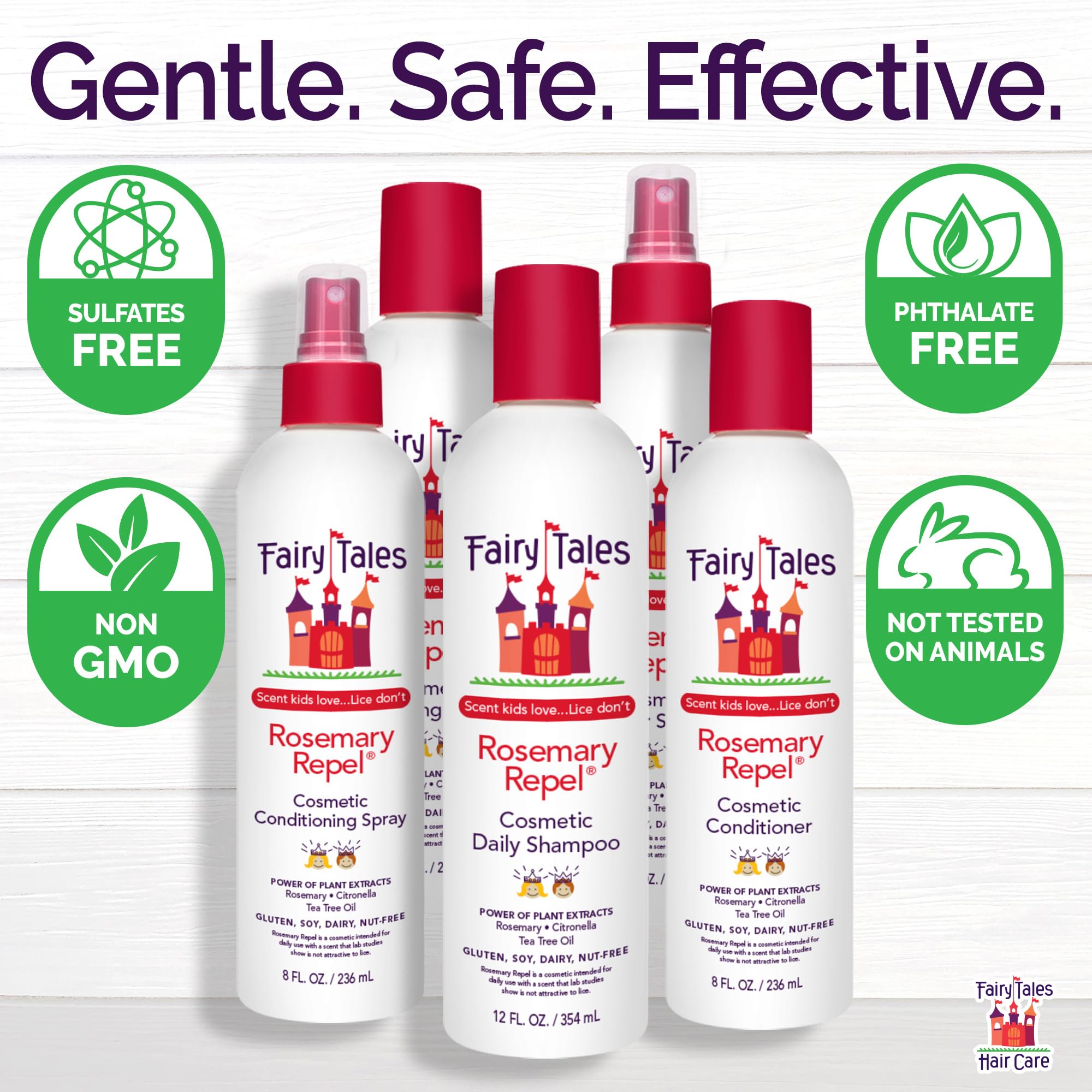 Fairy Tales Rosemary Repel Shampoo (12 oz) & Conditioning Spray (8 oz) Duo for Kids – Gentle, Detangling & Scented, Lice-Deterrence Potential