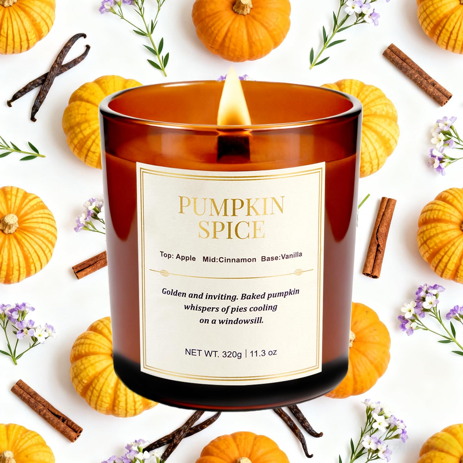 Fall Candle Gift Set – 2-Pack Wood Wick Pumpkin Spice Soy Candles with Gift Boxes (22.6 oz)