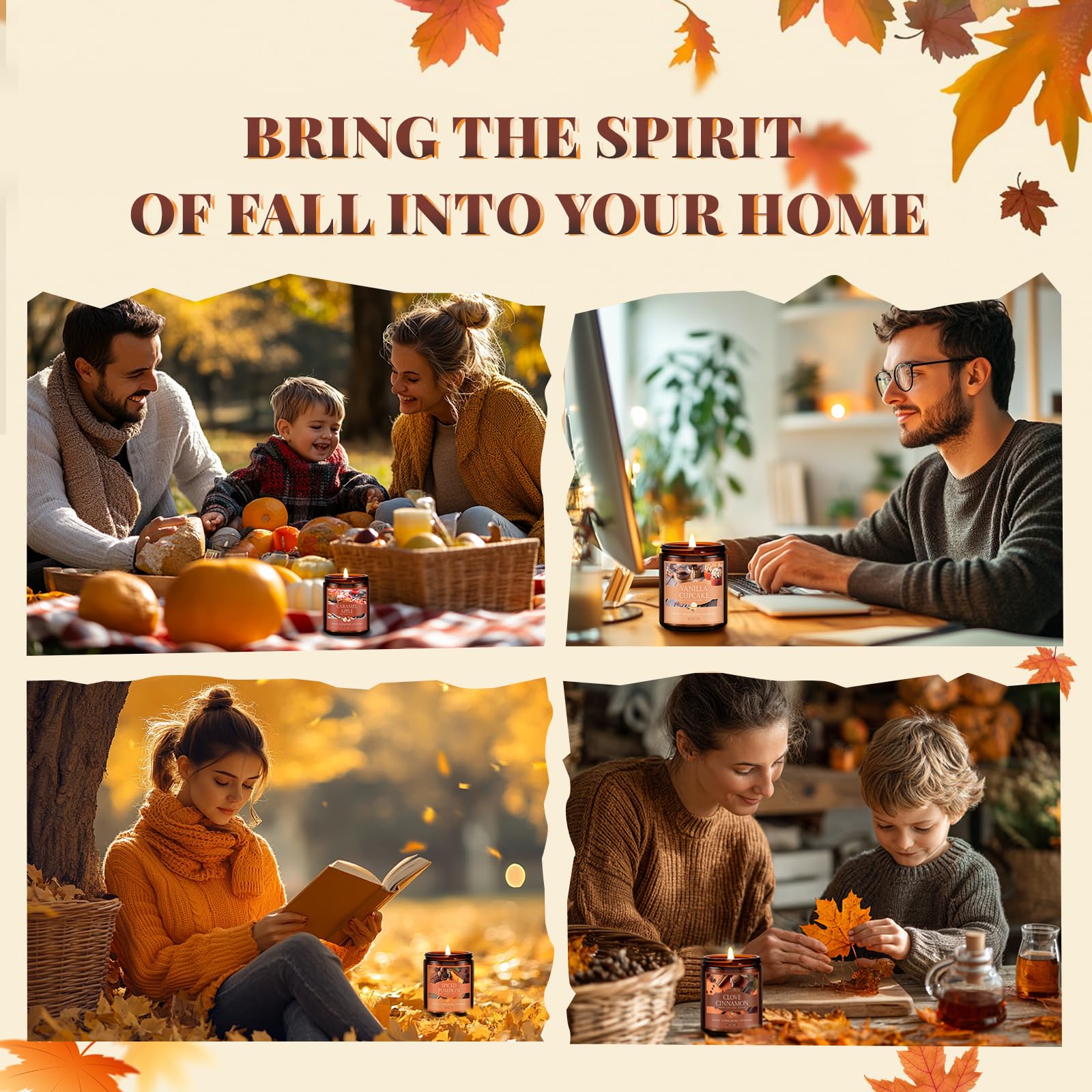 Fall Candle: Spiced Pumpkin Scented Soy, 7 oz Jar | Autumn Aromatherapy