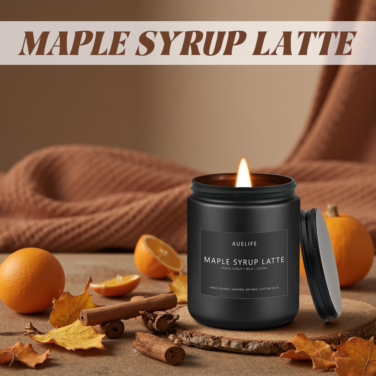 Fall Maple Syrup Latte Candle - 7 oz Natural Soy Wax | Cozy Autumn Decor