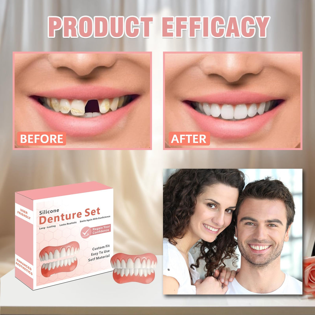 Silicone Dentures for Women and Men - Upper & Lower Veneers