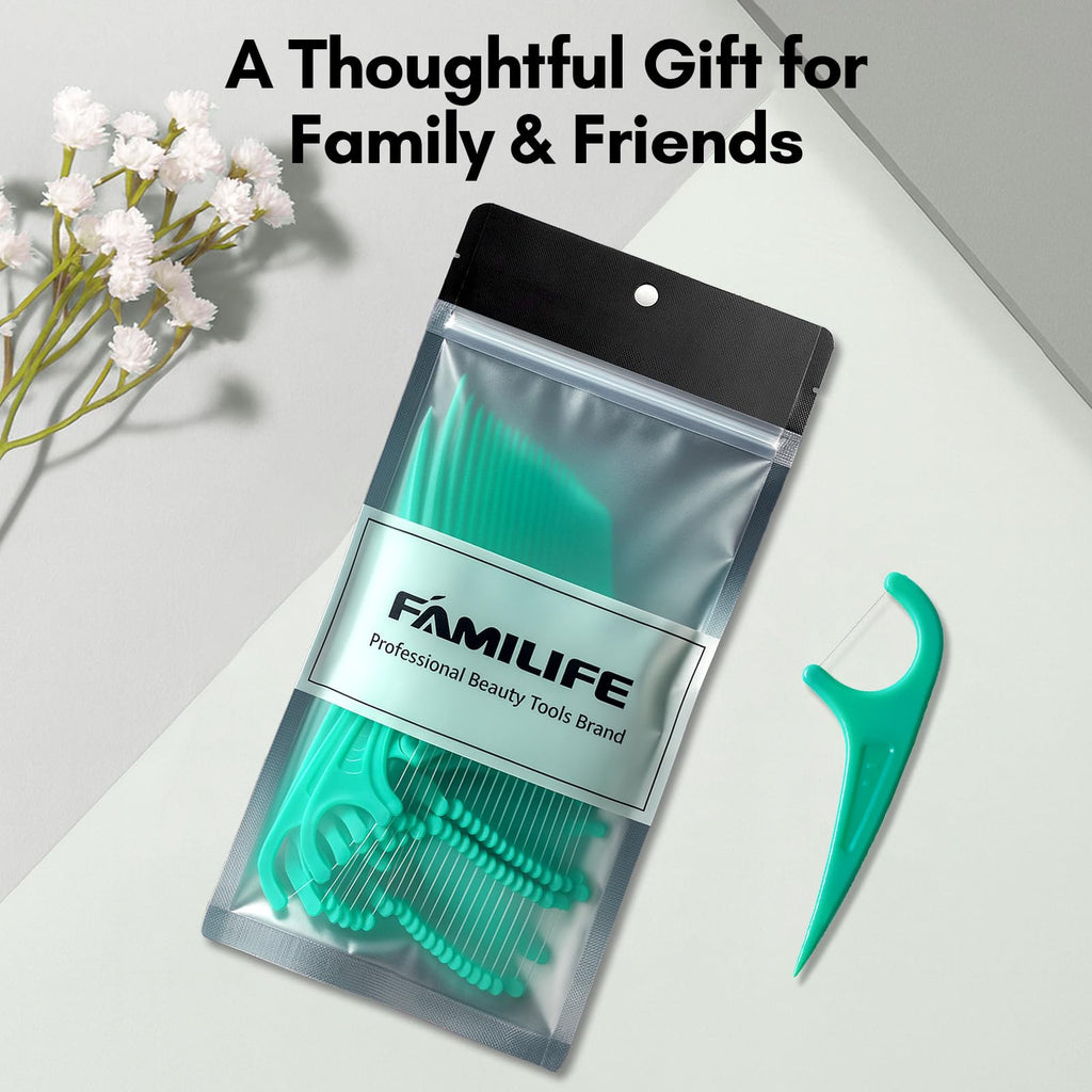 FAMILIFE Mint Floss Picks – 75 Count for Adults & Kids