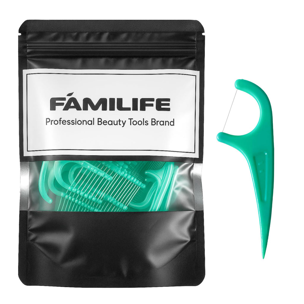 FAMILIFE Floss Picks 90 Count Mint – Dual-Head Dental Floss Picks for Adults & Kids