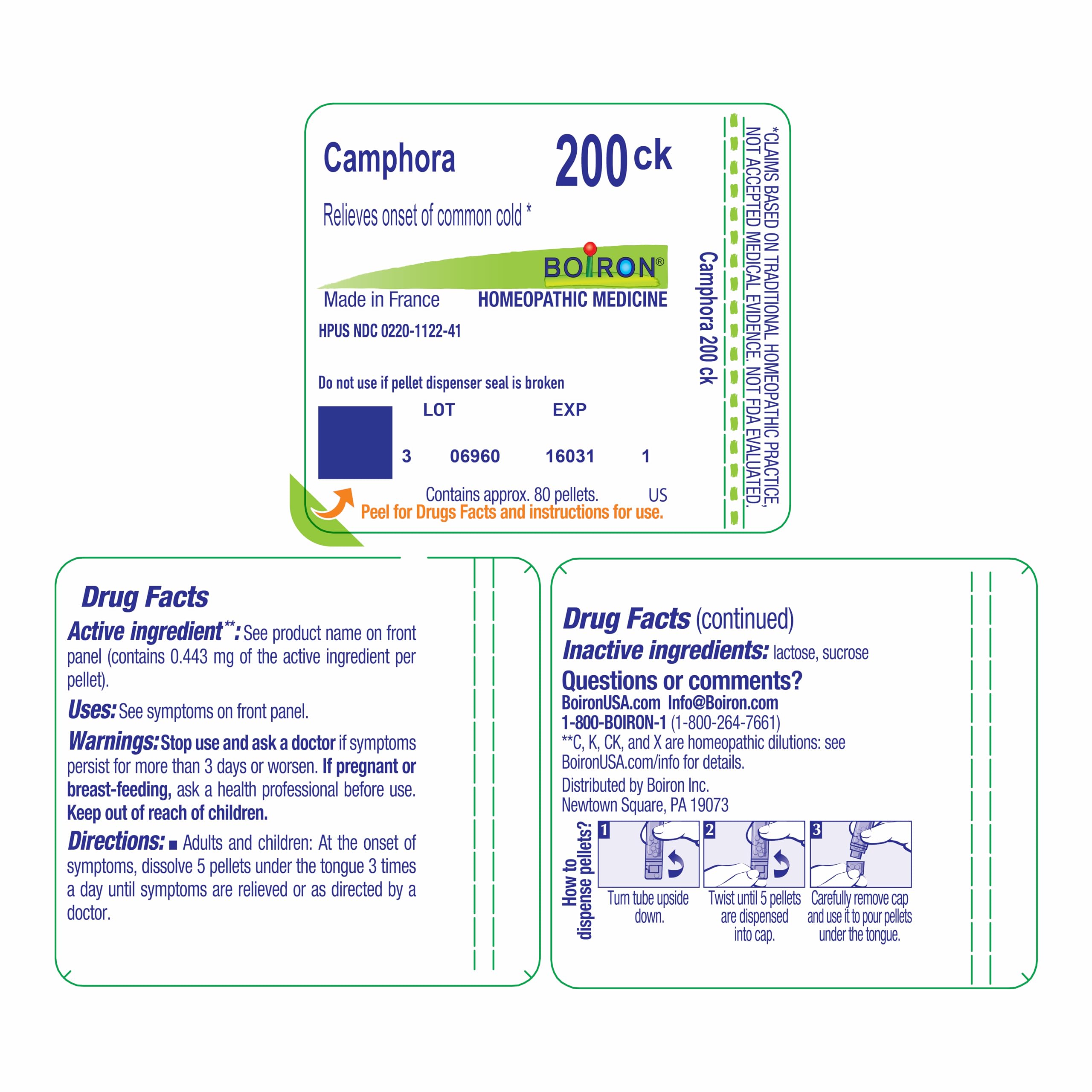 Boiron Camphora 200Ck Homeopathic Medicine for Common Cold - 80 Pellets