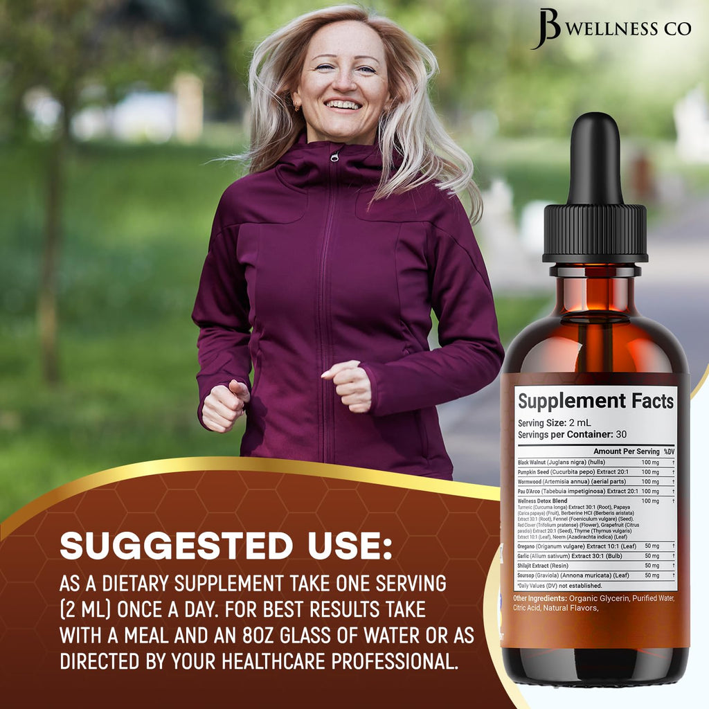 Wormwood Black Walnut Cleanse Drops – 4 oz with Soursop, Garlic, Pau D'Arco