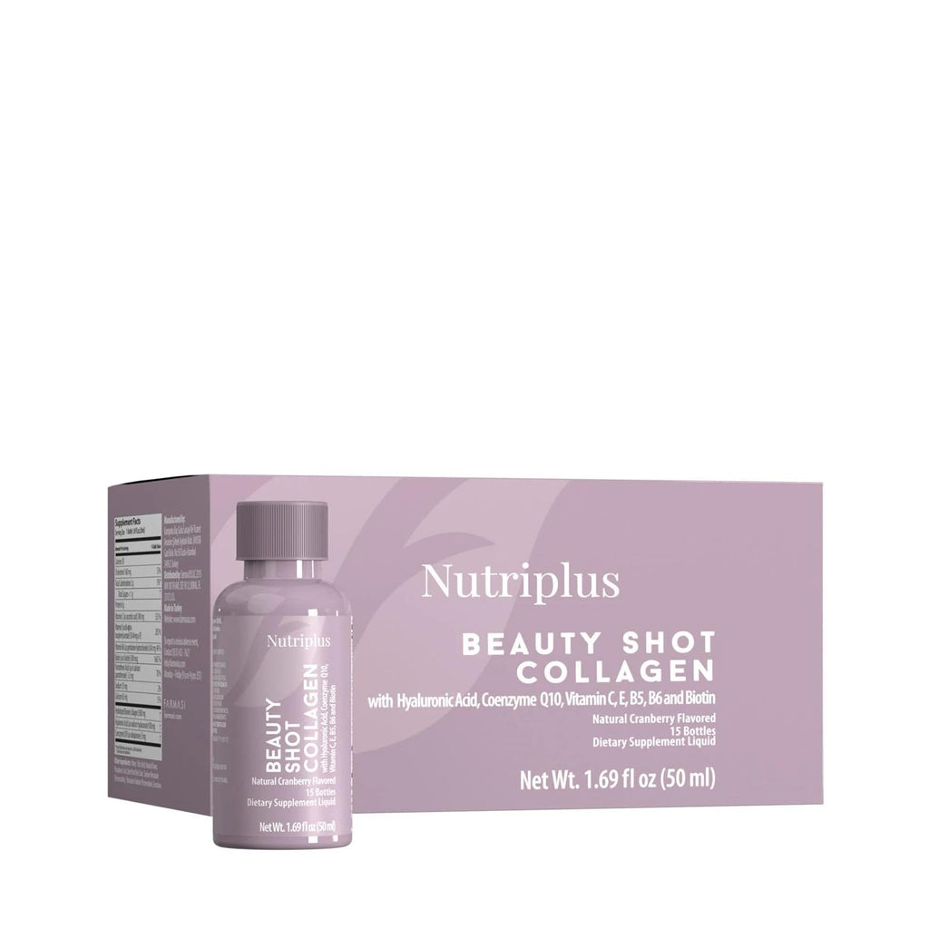 FARMASi Nutriplus Beauty Shot Collagen – Type I & III, Hyaluronic Acid, Vitamins | Sugar-Free Cranberry Flavor
