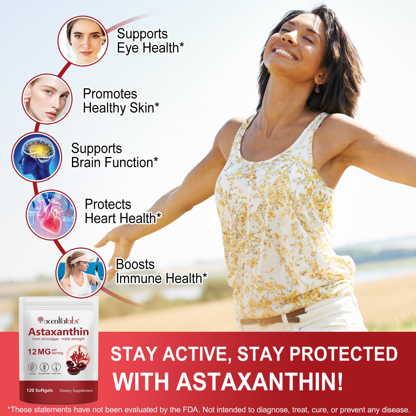 FBGVKJWI Astaxanthin 12mg – 240 Softgels | Premium Antioxidant & Immune Support