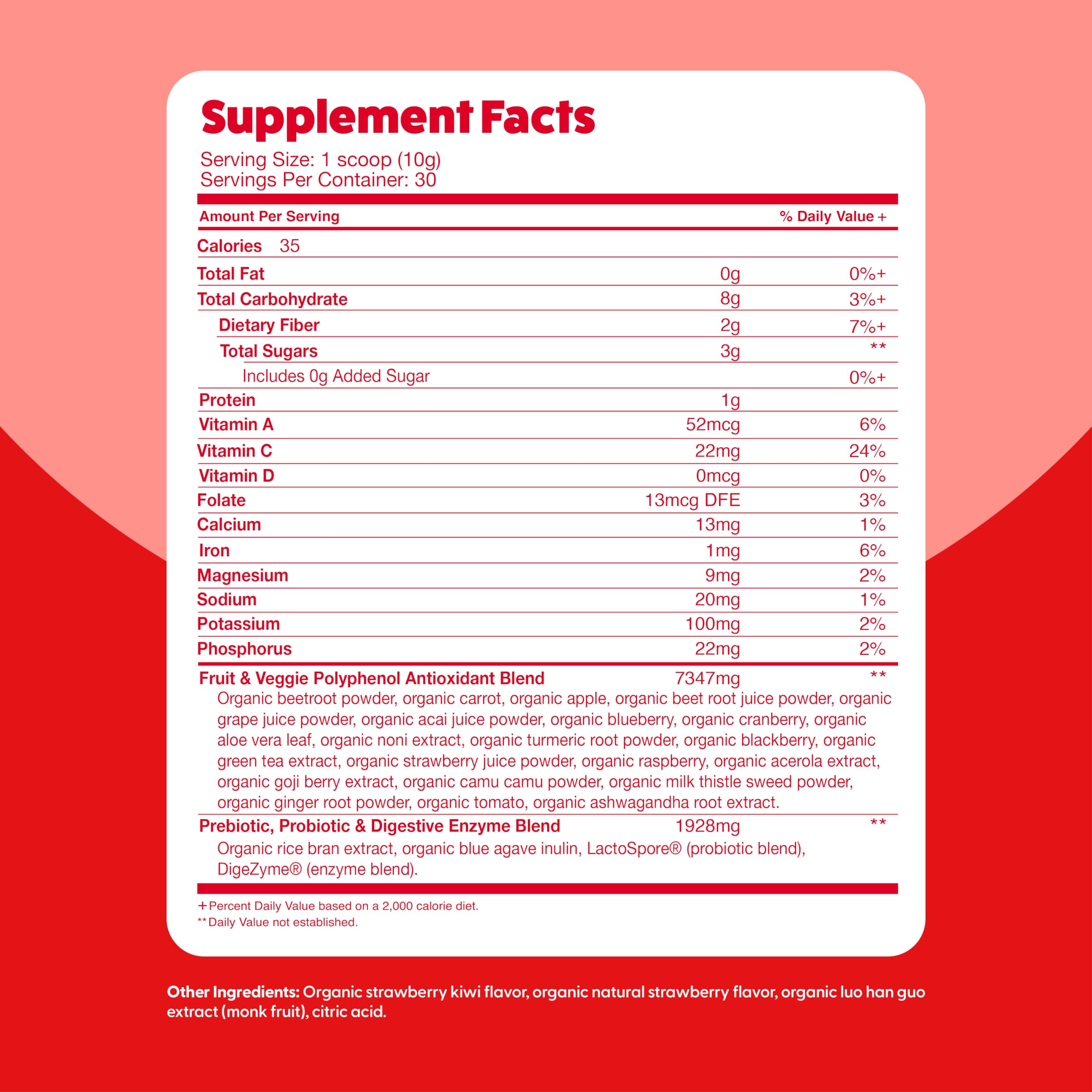 Feel Great Organic Superfood Reds Powder – Beet Root & Digestive Support