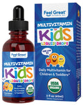 Feel Great Vitamins Organic Multivitamin Liquid Drops for Toddlers & Kids | Sugar-Free & USDA Organic | 2 fl oz