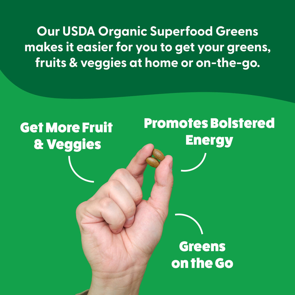 Feel Great Vitamins Super Greens Tablets – Organic Greens, Fruits & Veggies | 60 Tablets