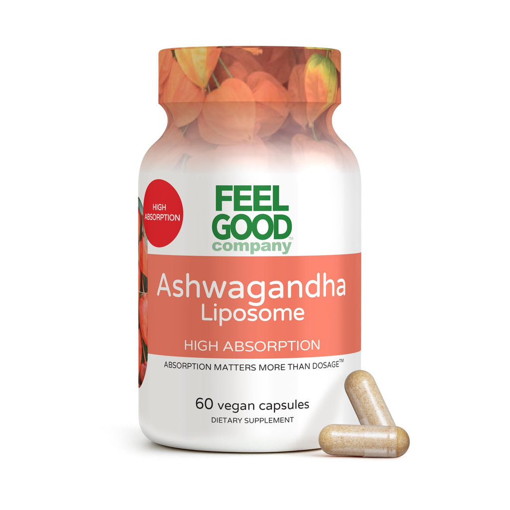 FeelGood Company Liposomal Ashwagandha – 600mg, High Absorption, 60 Vegan Capsules