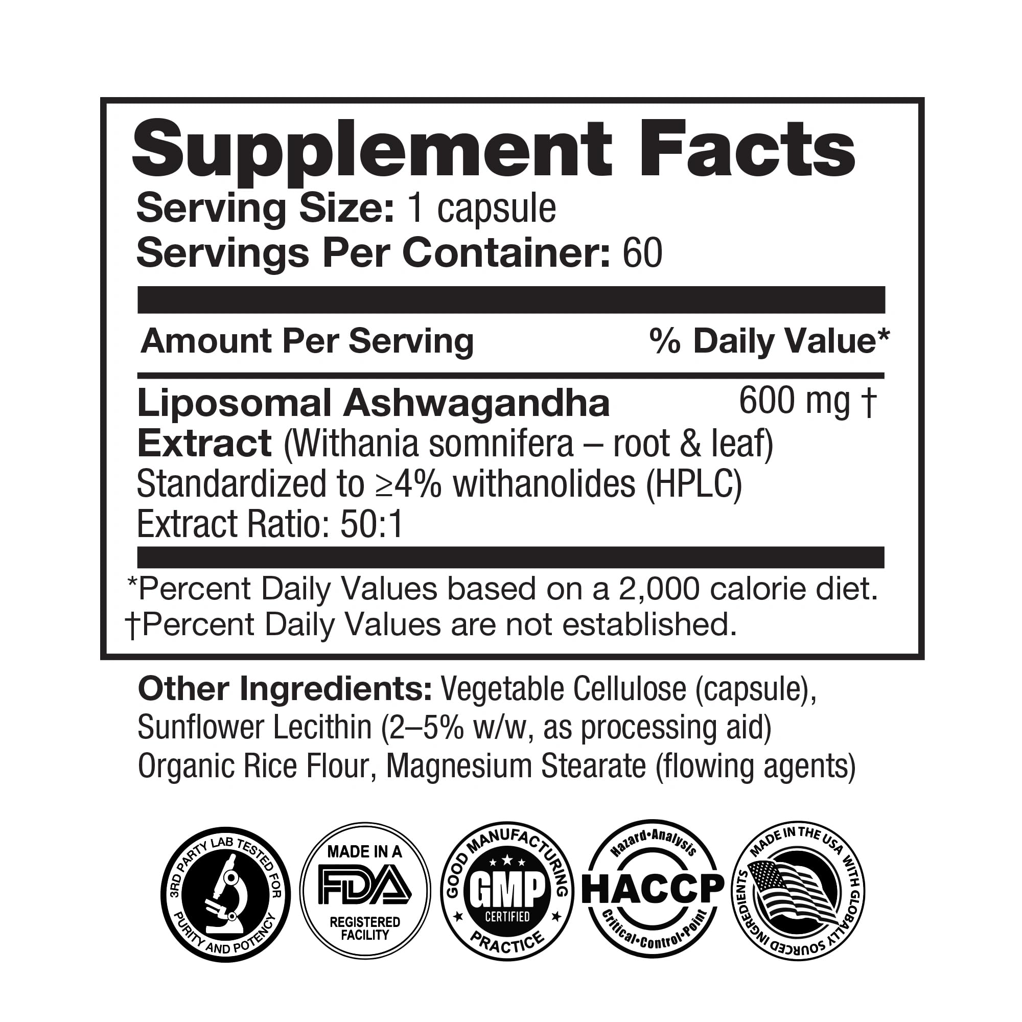 FeelGood Company Liposomal Ashwagandha – 600mg, High Absorption, 60 Vegan Capsules