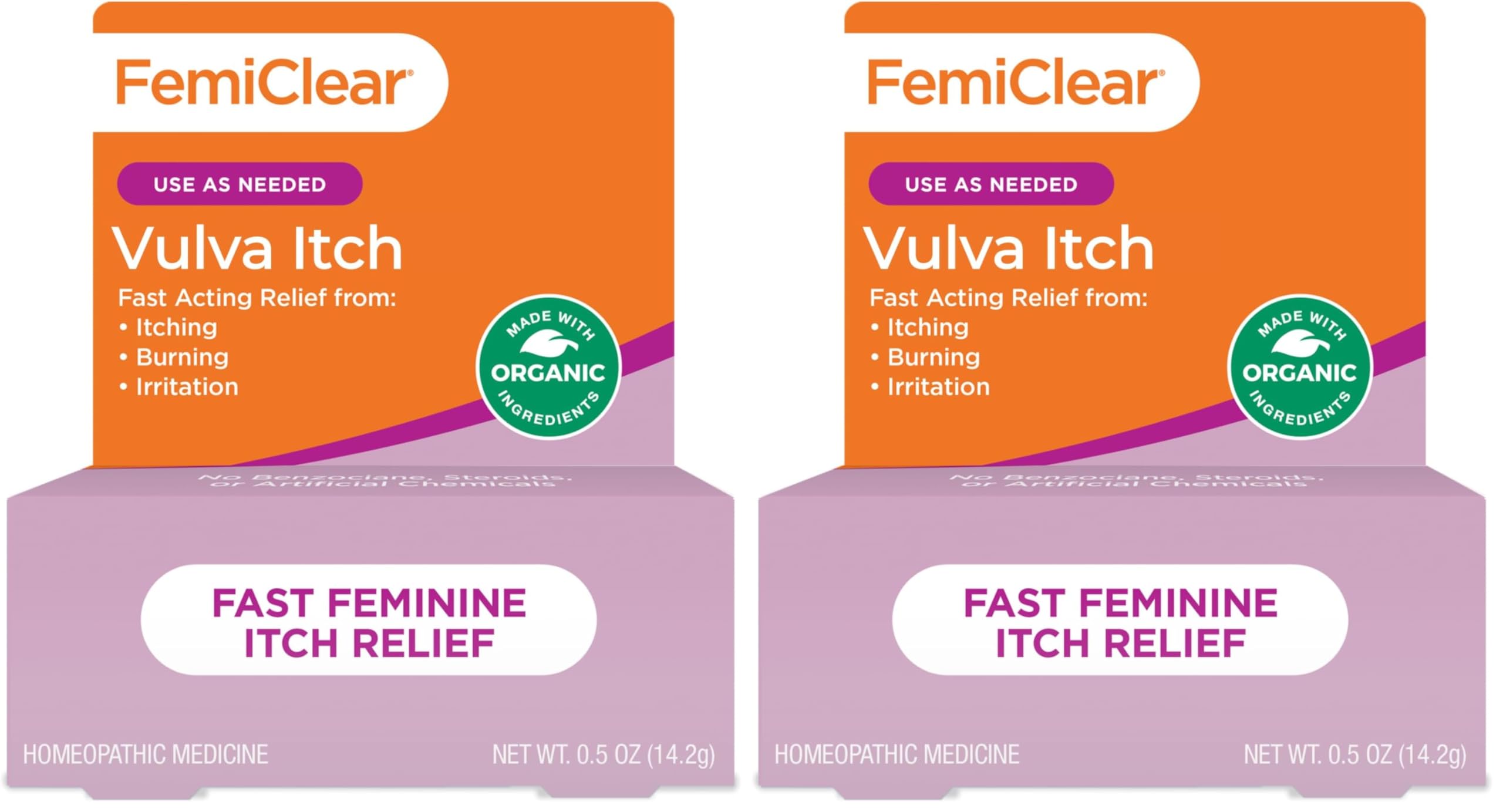 FemiClear Vaginal Ointment | Pure Botanical Extracts | External Comfort 0.5oz (Pack of 2)