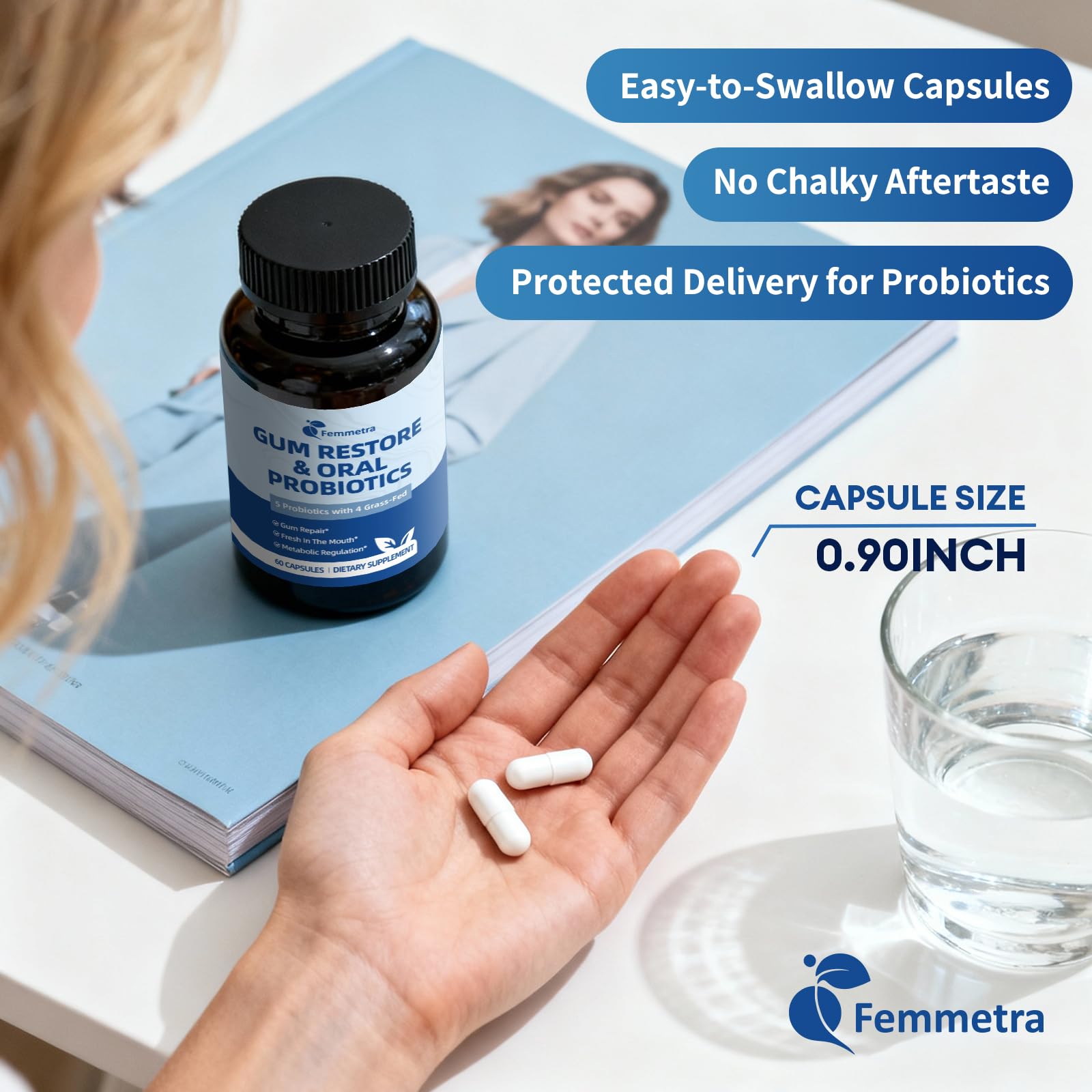 Femmetra Oral Probiotics - Bad Breath & Gum Support, 10B CFU, 60 Capsules