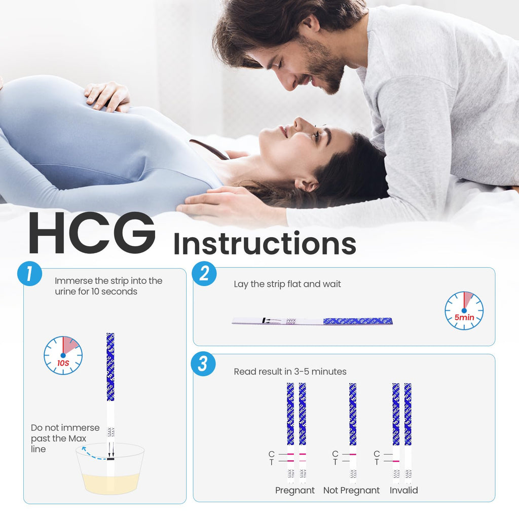 Femometer Home LH & HCG Test Strip Kit – 50 Ovulation, 20 Pregnancy Strips, 99% Accurate