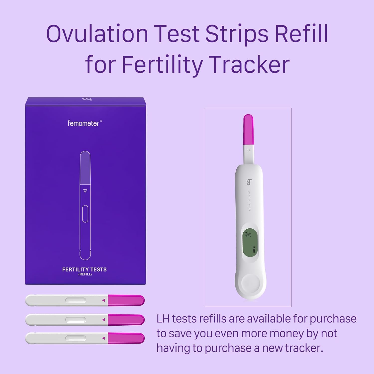 Femometer Ovulation Test Strips Refill for Ivy-103 – 20 Pack LH Tests for Women | App-Synced Ovulation Tracker | Over 99% Accurate