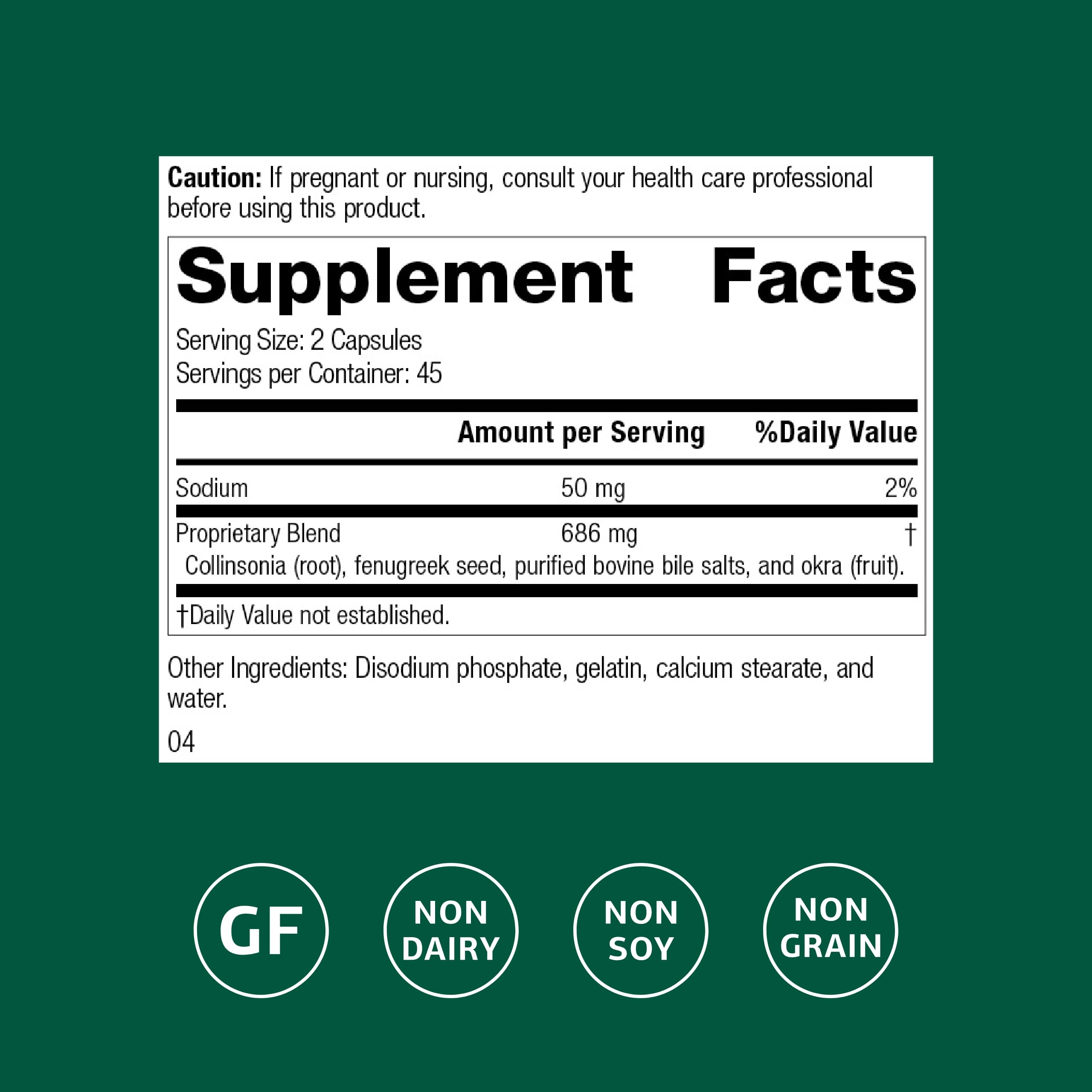 Fen-Cho Digestive & Gut Health Supplement - Gluten-Free, Non-Dairy, Non-Soy | 90 Capsules