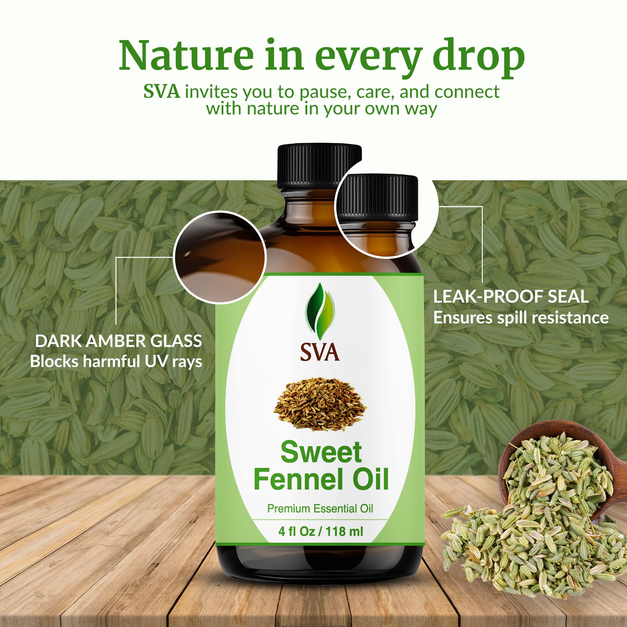 SVA Sweet Fennel Essential Oil 4oz - 100% Natural