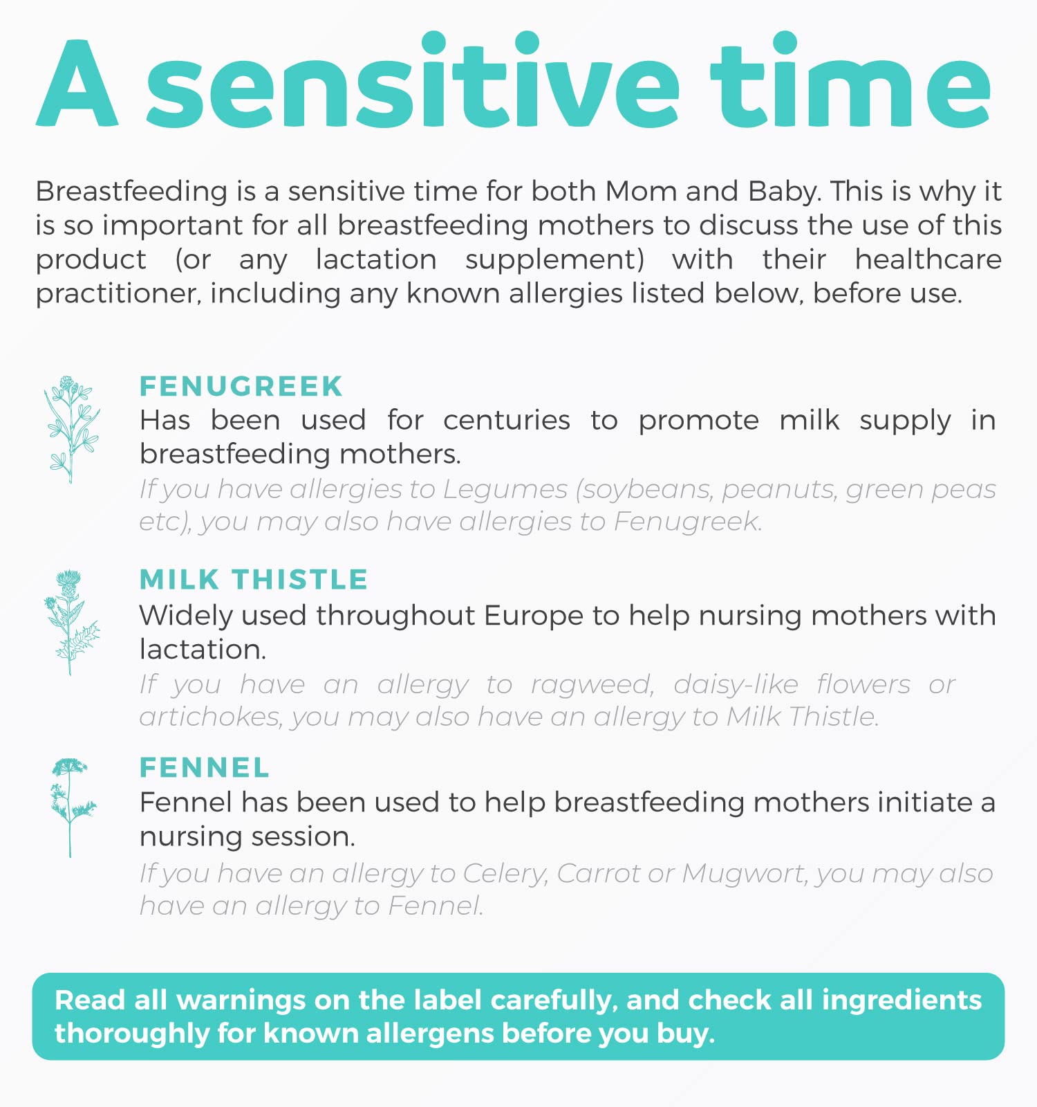 USDA Organic Lactation Supplement - Fenugreek, Fennel & Milk Thistle | 60 Vegan Capsules