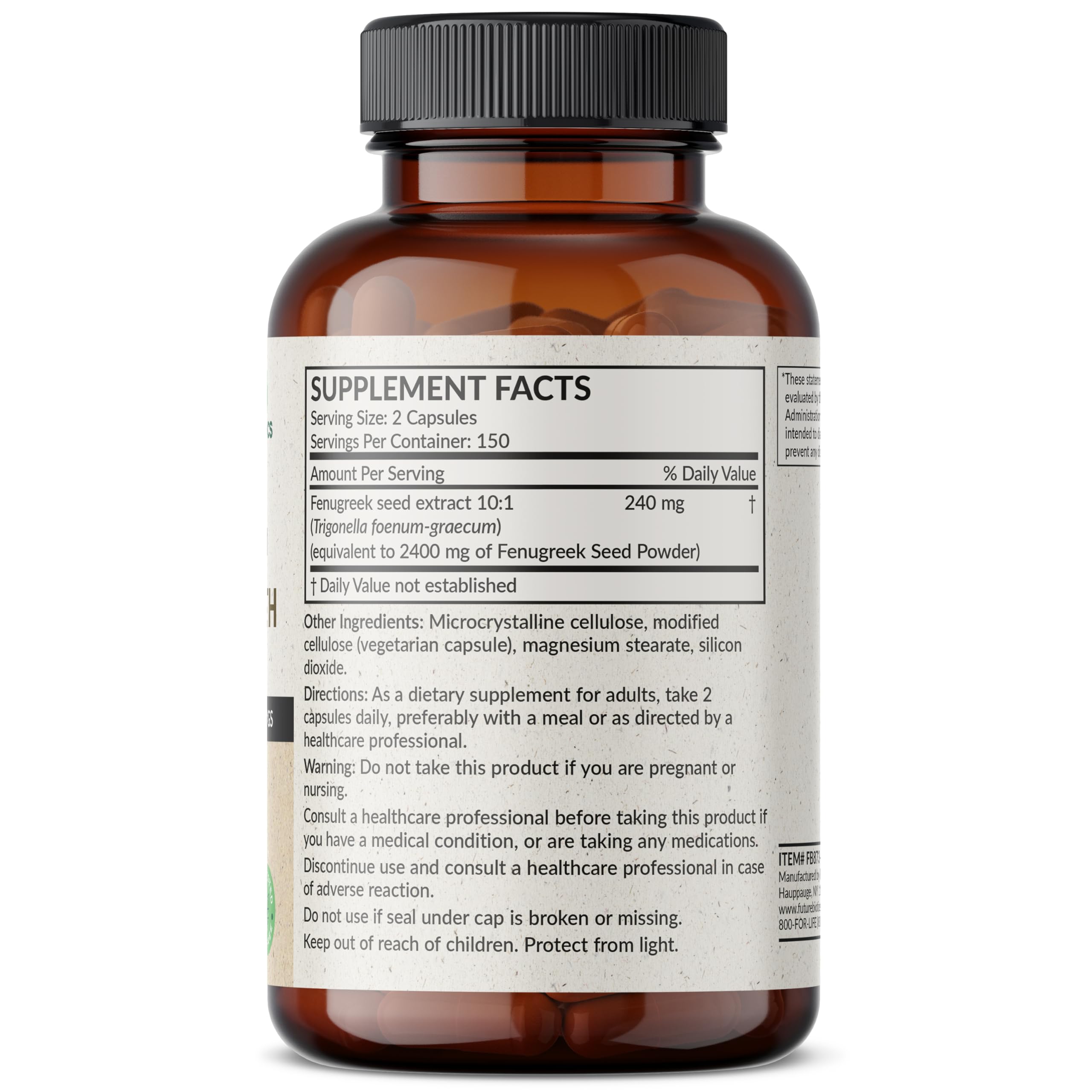Futurebiotics Fenugreek Extra Strength 2400 MG – Non-GMO, 300 Vegetarian Capsules