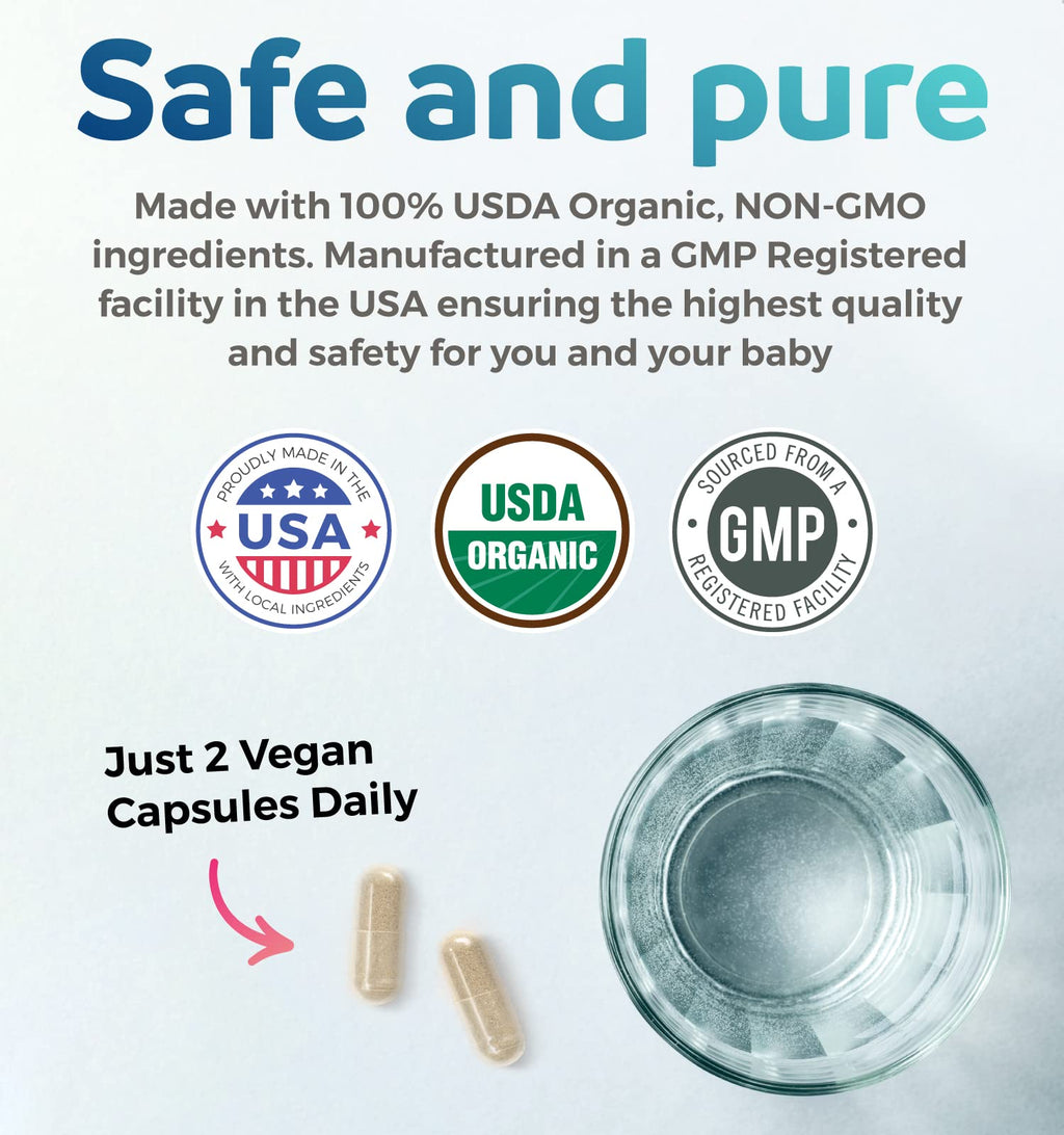 USDA Organic Lactation Supplement - Fenugreek, Fennel & Milk Thistle | 60 Vegan Capsules
