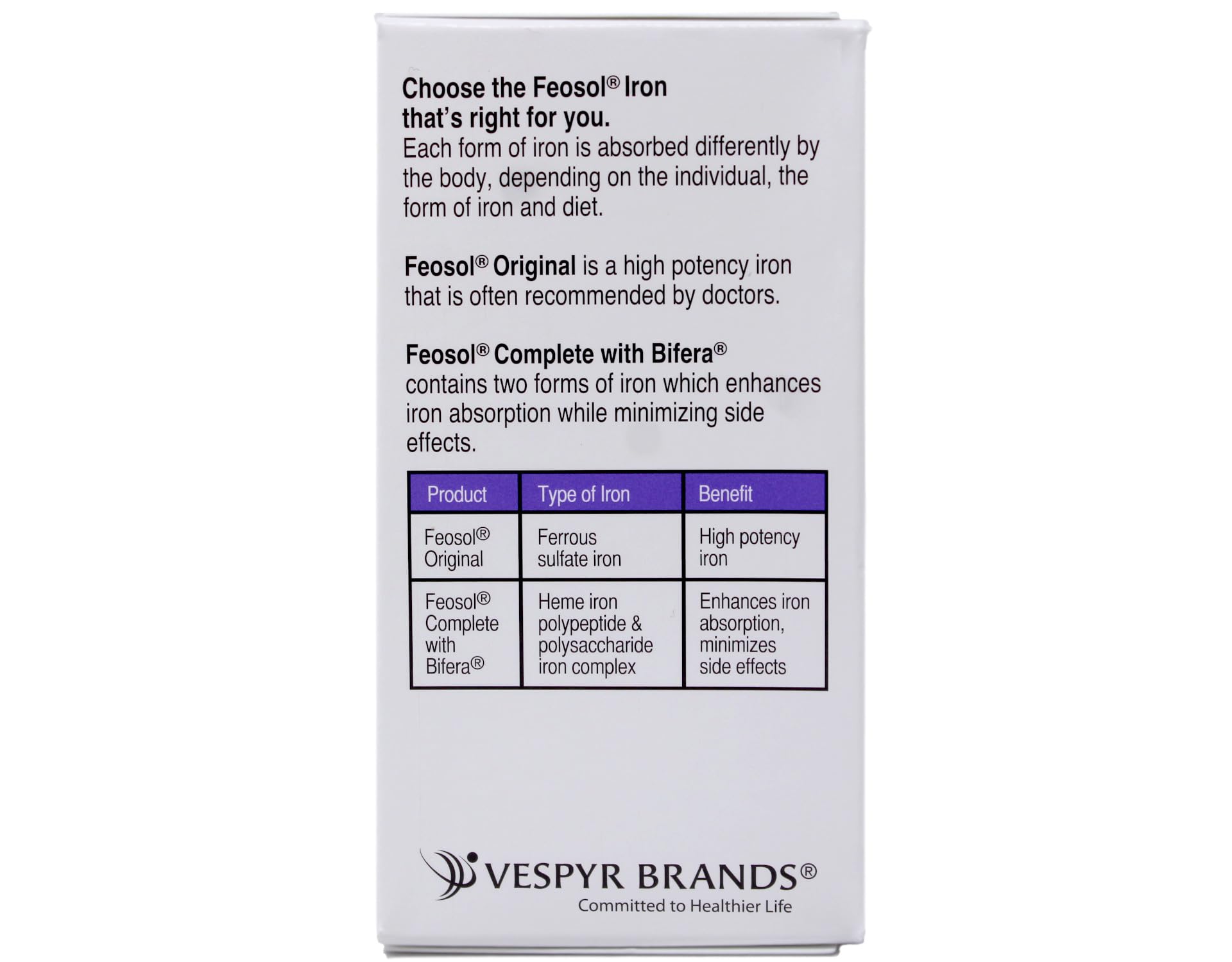 Feosol Complete Iron Supplement – Bifera HIP & PIC, 30 Caplets, Pack of 3