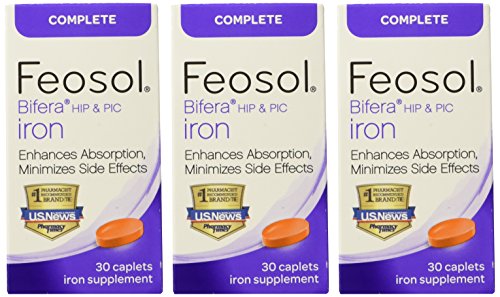 Feosol Complete with Bifera Iron 30 Caplets (3 Pack) | Iron Supplement