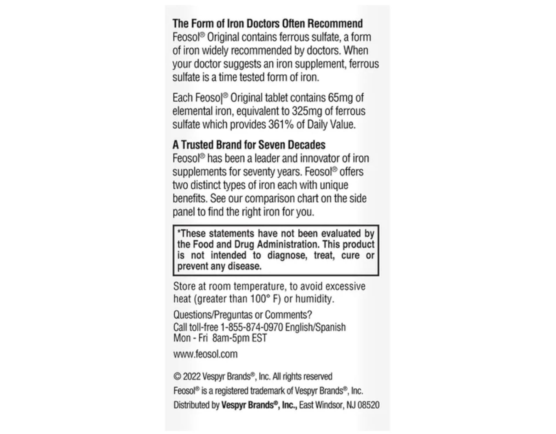 Feosol Original Ferrous Sulfate Iron Supplement - 120 CT (Pack of 3) | 65 mg Elemental Iron