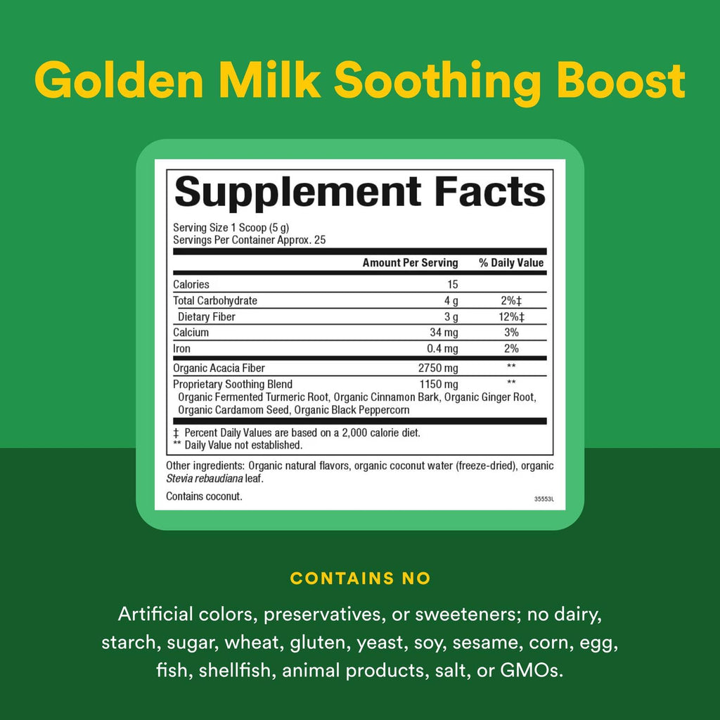 Whole Earth & Sea Golden Milk Soothing Boost: Turmeric & Ginger 4.4 oz Powder