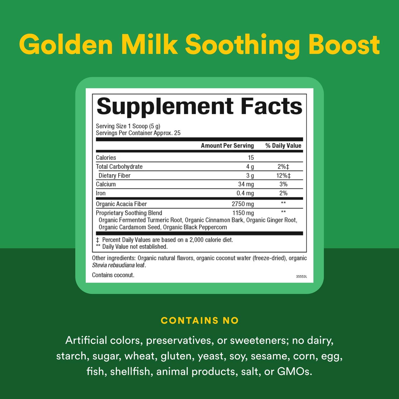 Whole Earth & Sea Golden Milk Soothing Boost: Turmeric & Ginger 4.4 oz Powder