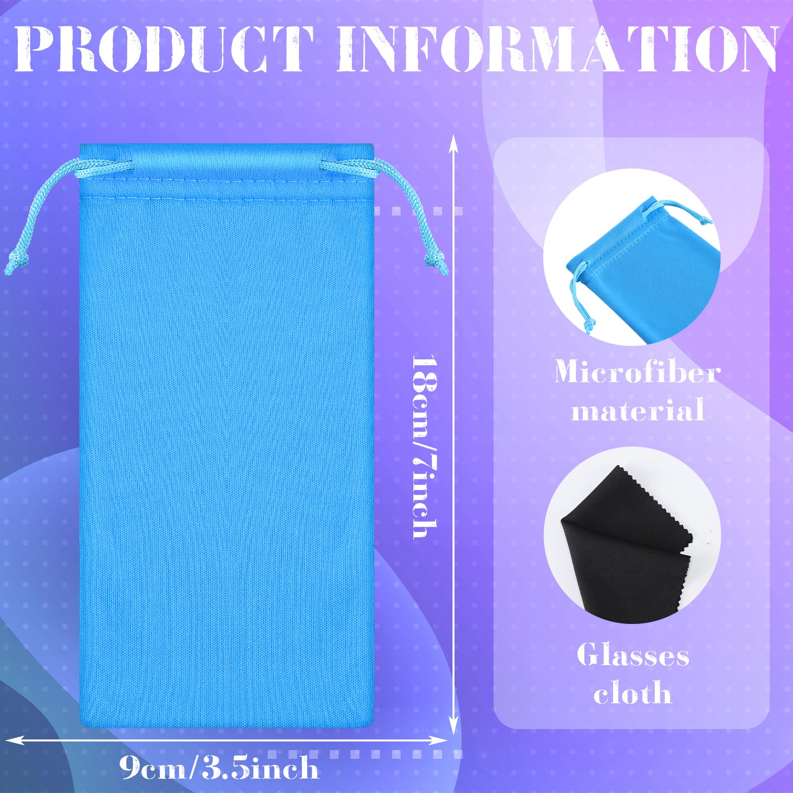 Ferraycle 100 Pcs Microfiber Pouch Cases with Cleaning Cloths – 6 Colors