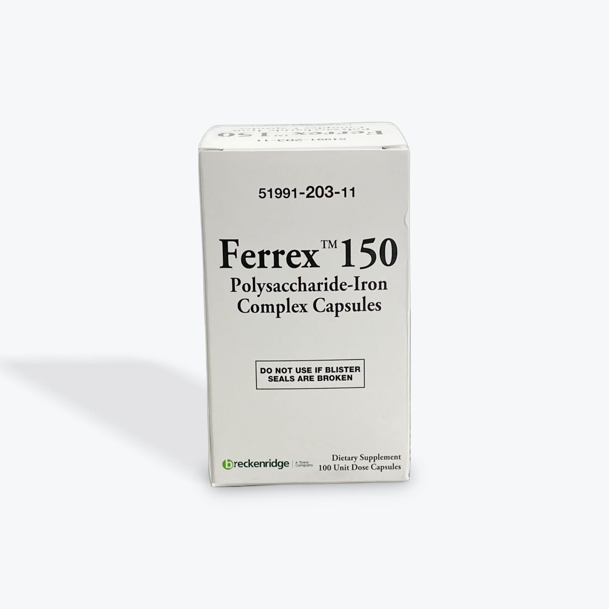 Ferrex 150 Iron Polysaccharide Complex Capsules by Breckenridge - 100 Ea