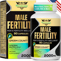 Fertility Supplements for Men – 2000mg Prenatal Vitamins for Sperm Count, Motility & Strength | CoQ10, Maca, Zinc, NAC, Folate – 90 Capsules