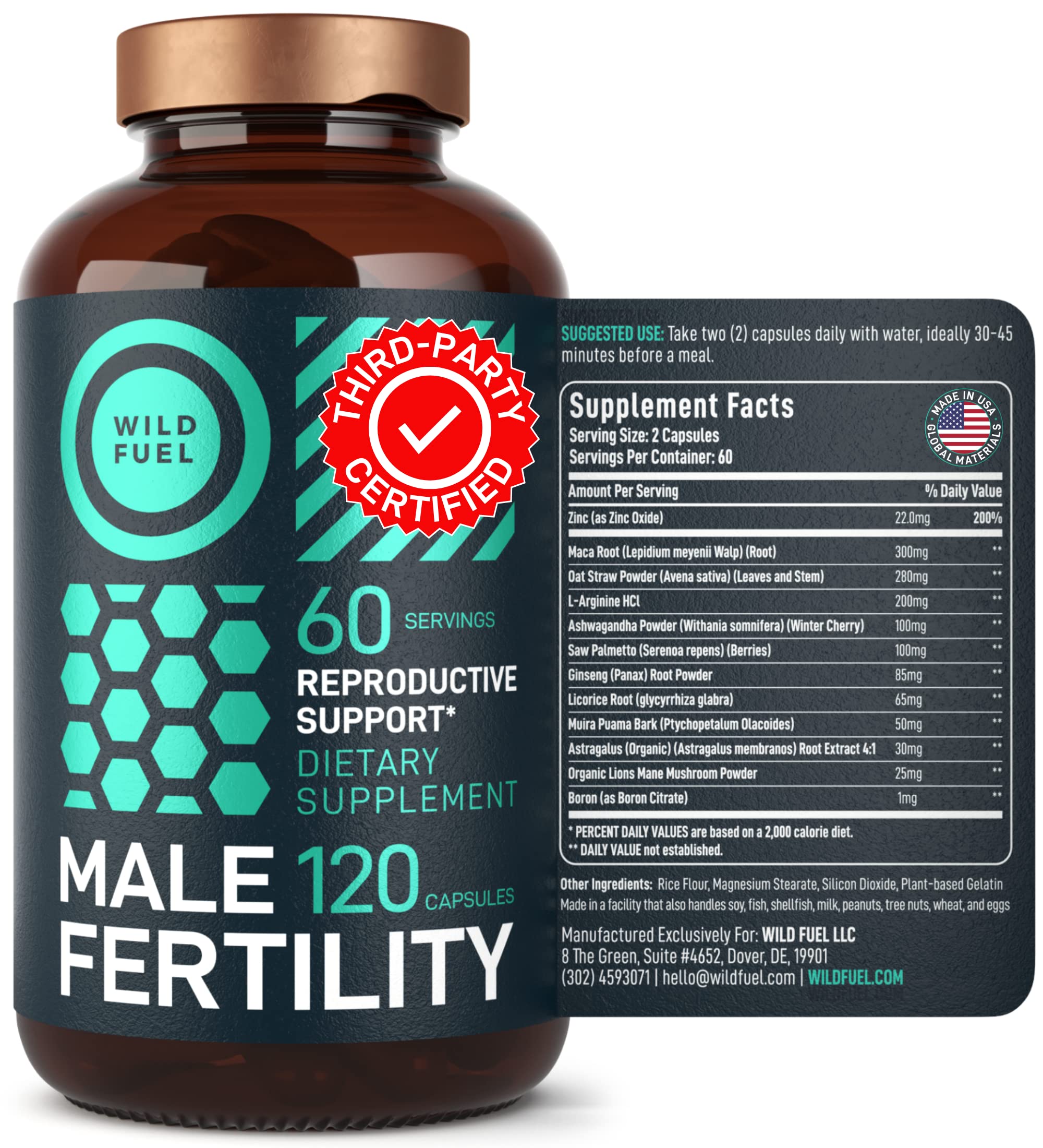 Fertility Supplements for Men – Prenatal Vitamin with Maca, Ashwagandha & Zinc | 120 Caps