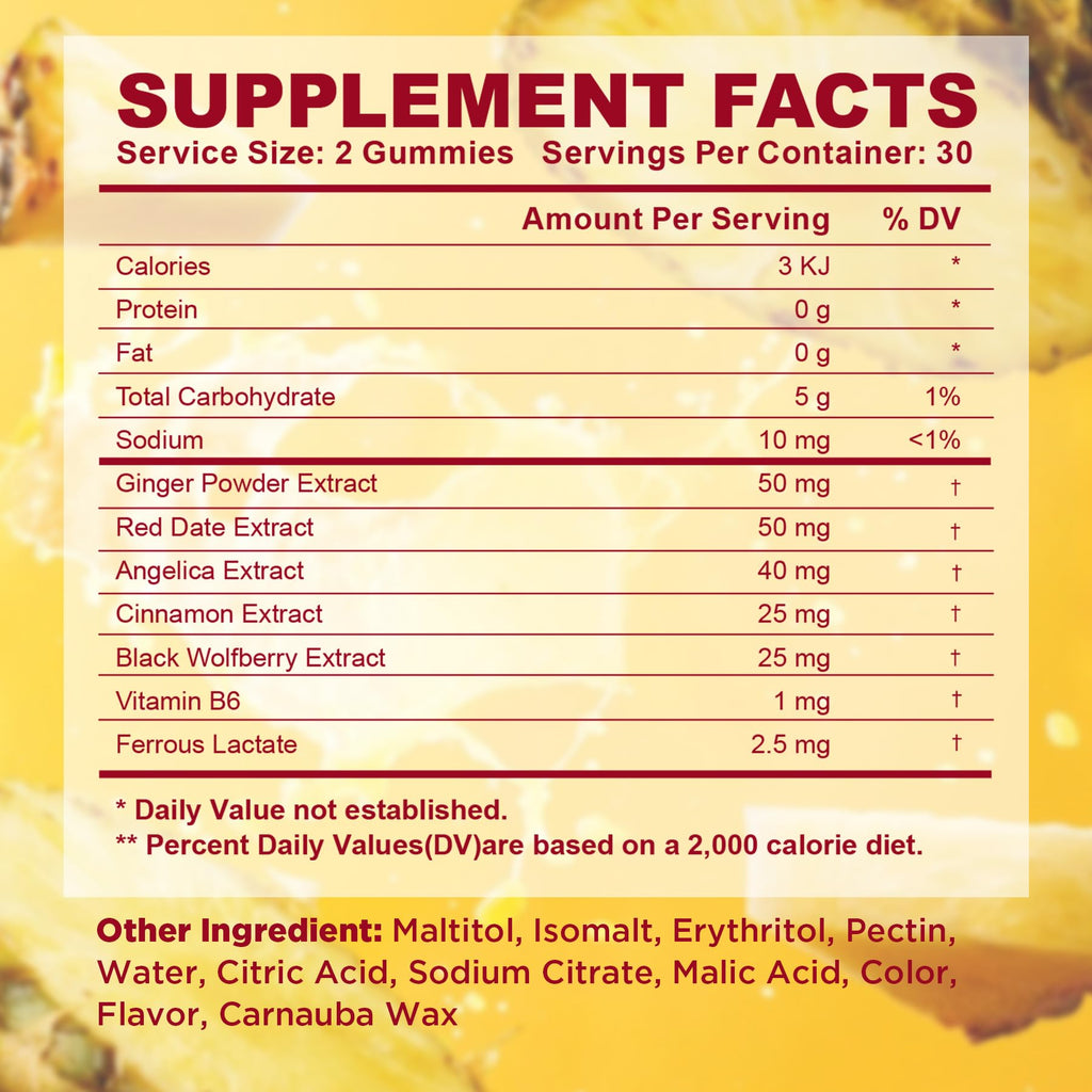 Womb Gummies for Women – Fertility Support, Pineapple Balance, Vegan & Gluten-Free (60 Count)