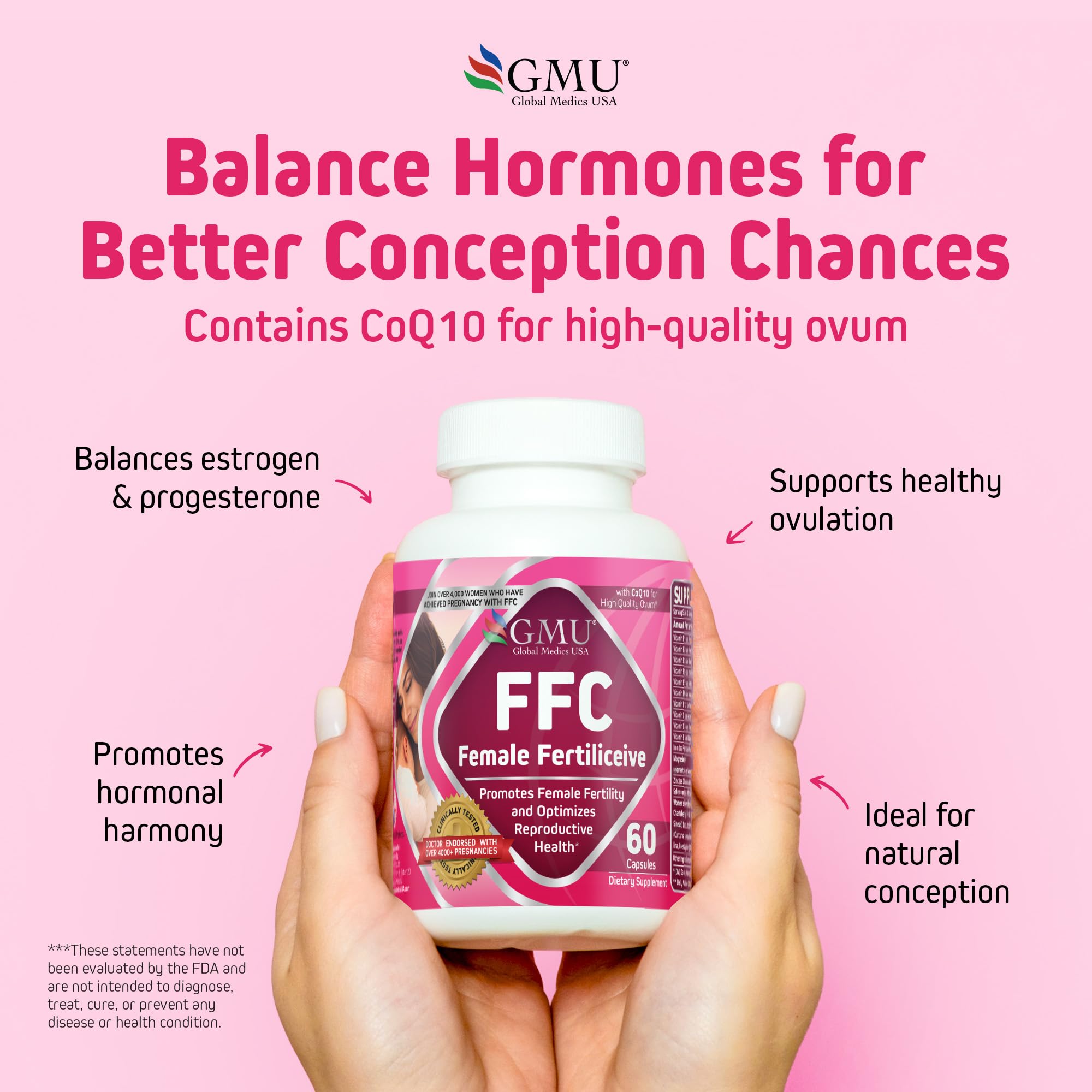 FFC Female Fertiliceive -Clinically Tested Hormonal Support Formula |65% Pregnancy Rate in 3 Months |4,000+ Real-World & 500+ Doctor-Verified Pregnancies |Supports Ovulation & Egg Health | Halal