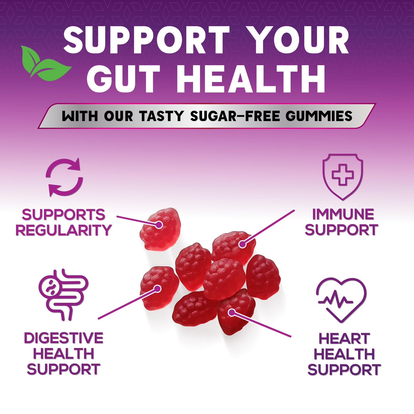 Fiber Gummies 4g - Sugar Free Prebiotic Fiber Gummies for Adults | 60 Gummies