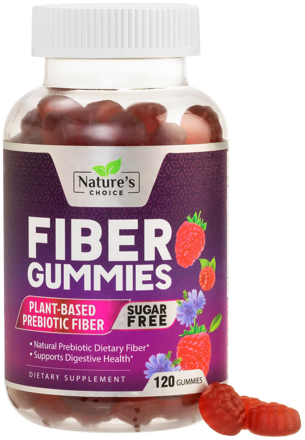 Fiber Gummies 4g - Sugar Free Plant-Based Prebiotic Gummies for Digestive Health | 120 Gummies