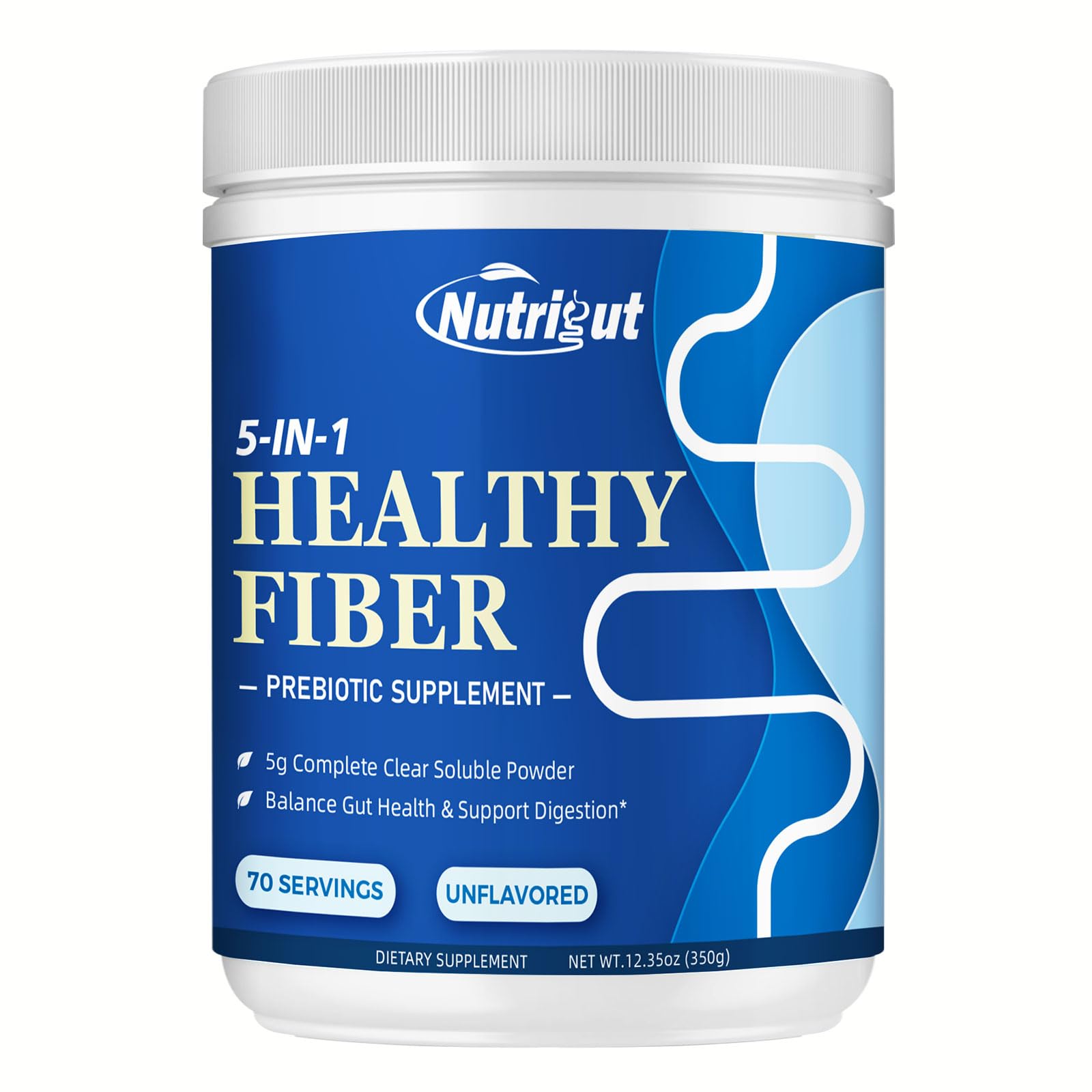 Fiber Supplement - Prebiotic 5g Soluble Fiber (Acacia & Inulin) | Gluten Free & Vegan | 70 Servings