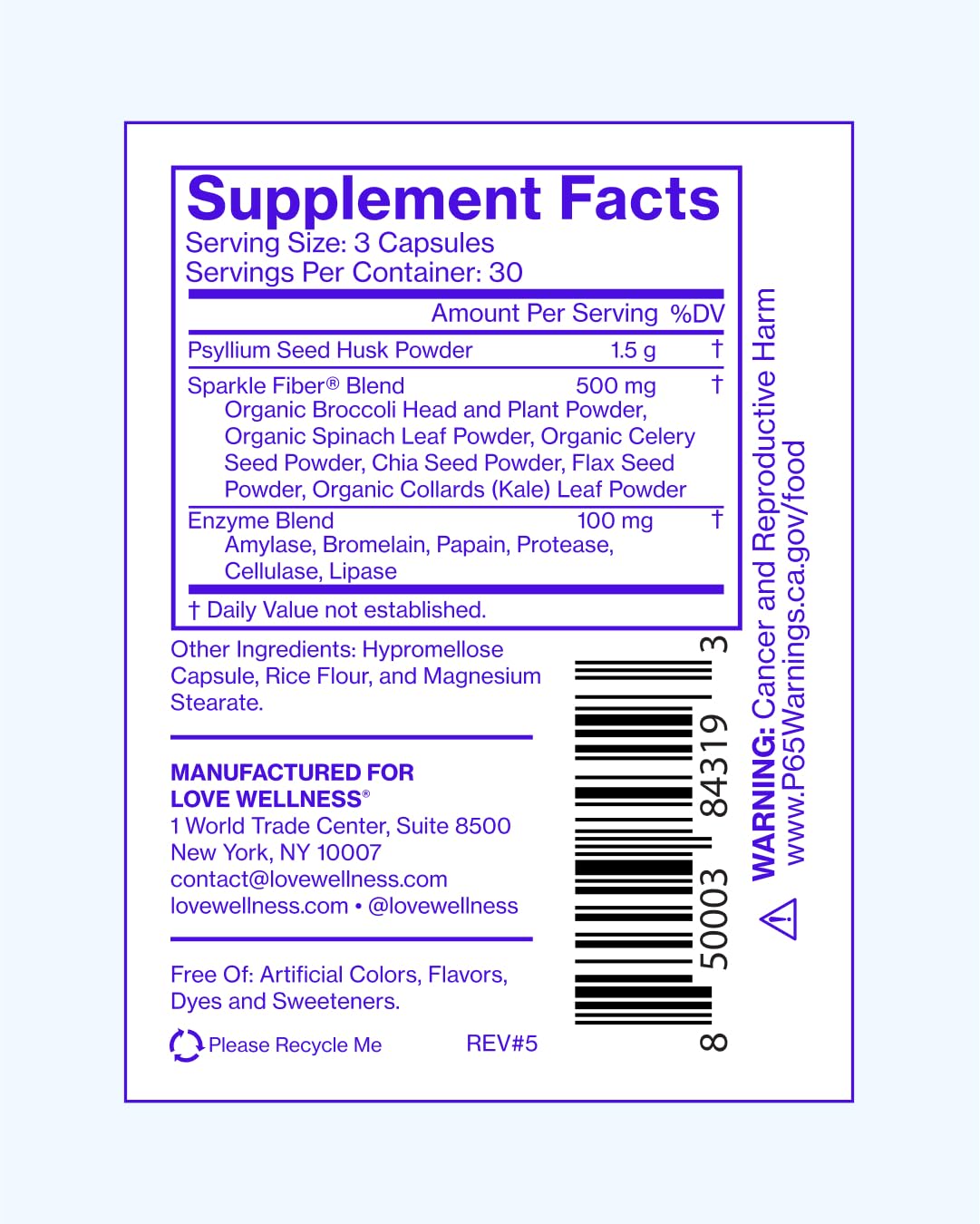 Love Wellness Sparkle Fiber – Digestive Enzymes & Fiber Supplement (90 Count)