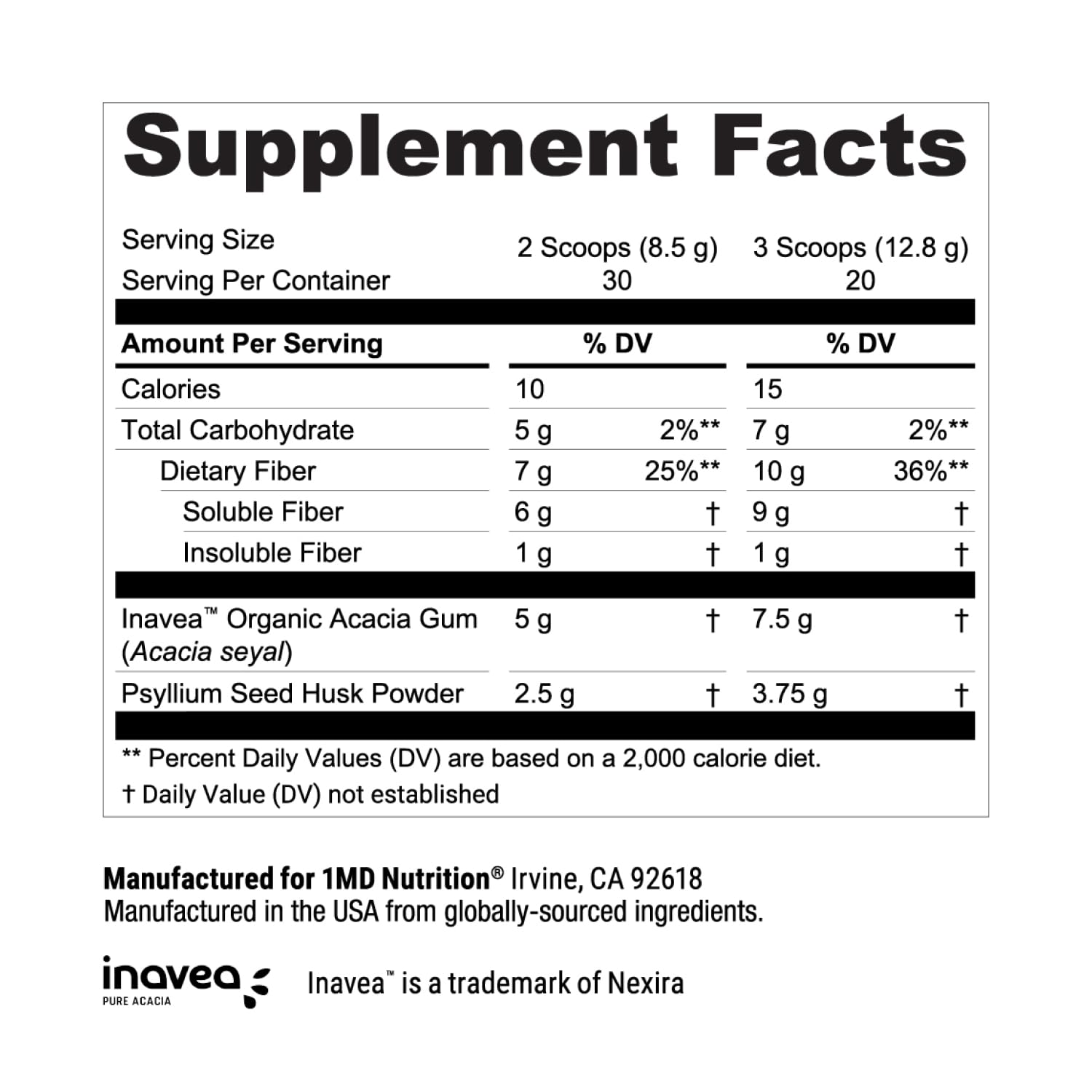 FiberFitMD High Fiber Powder for Digestive & Cardiovascular Support | 1MD Nutrition