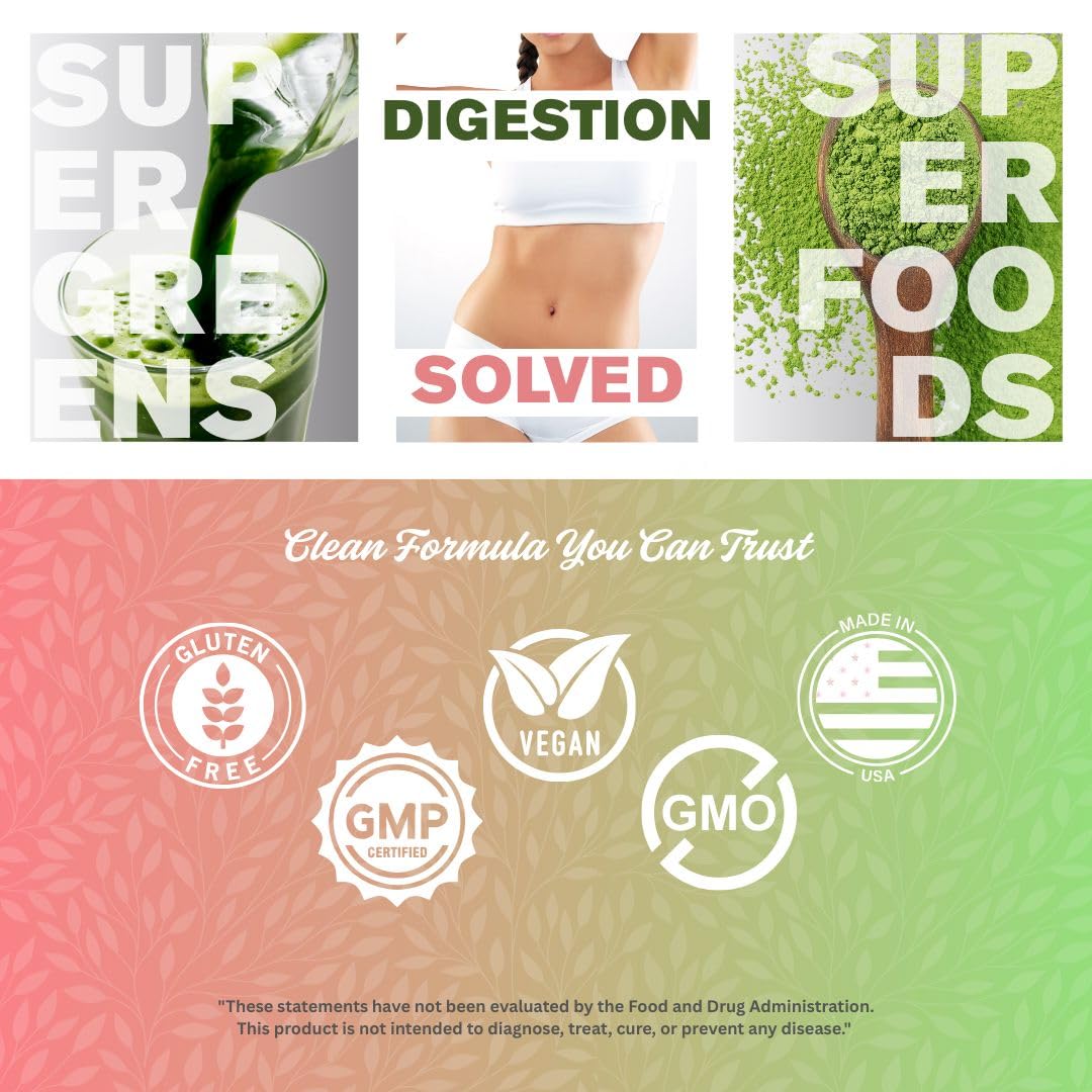 Field of Greens Superfood Powder – Organic Spirulina, Chlorella & Beet Root, Probiotic, 28 Scoops