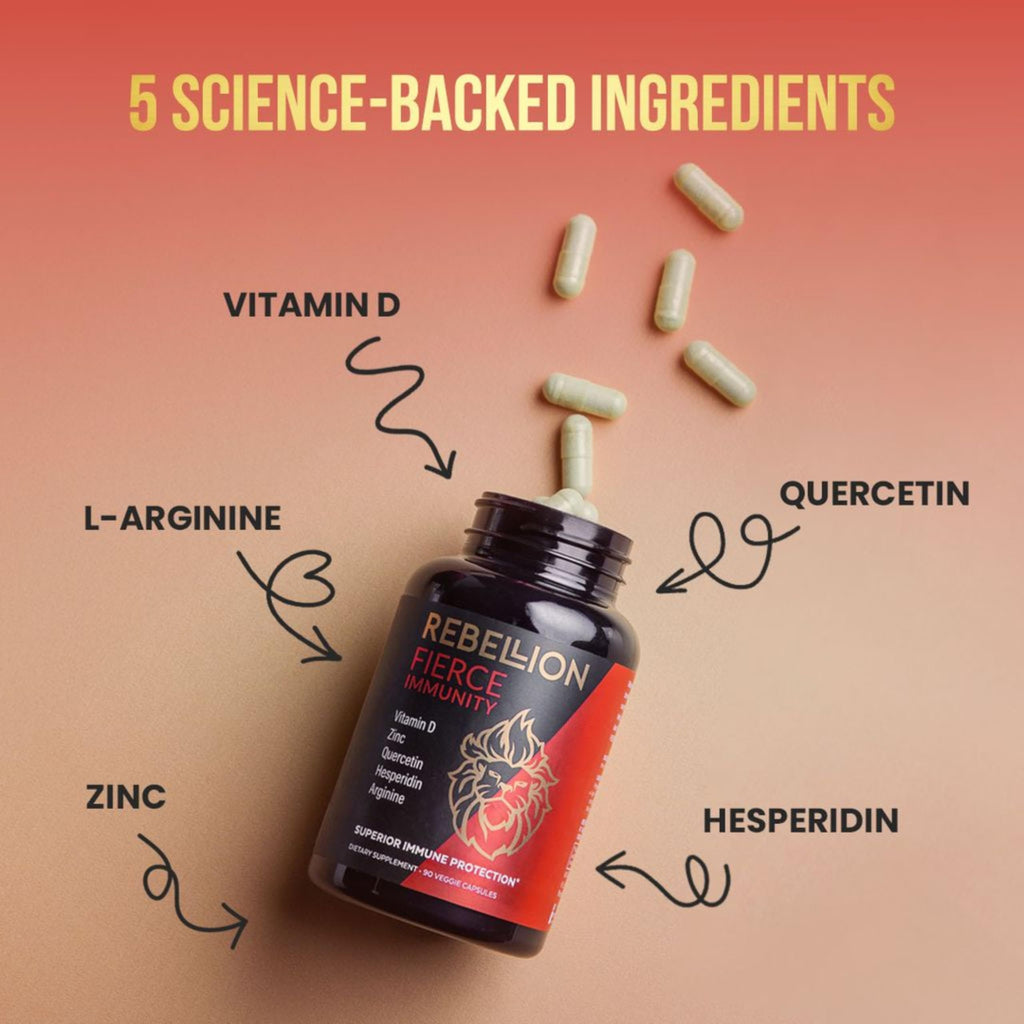 5-in-1 Fierce Immunity for Adults | Immune Support (90 Capsules) – Vitamin D, C, Zinc