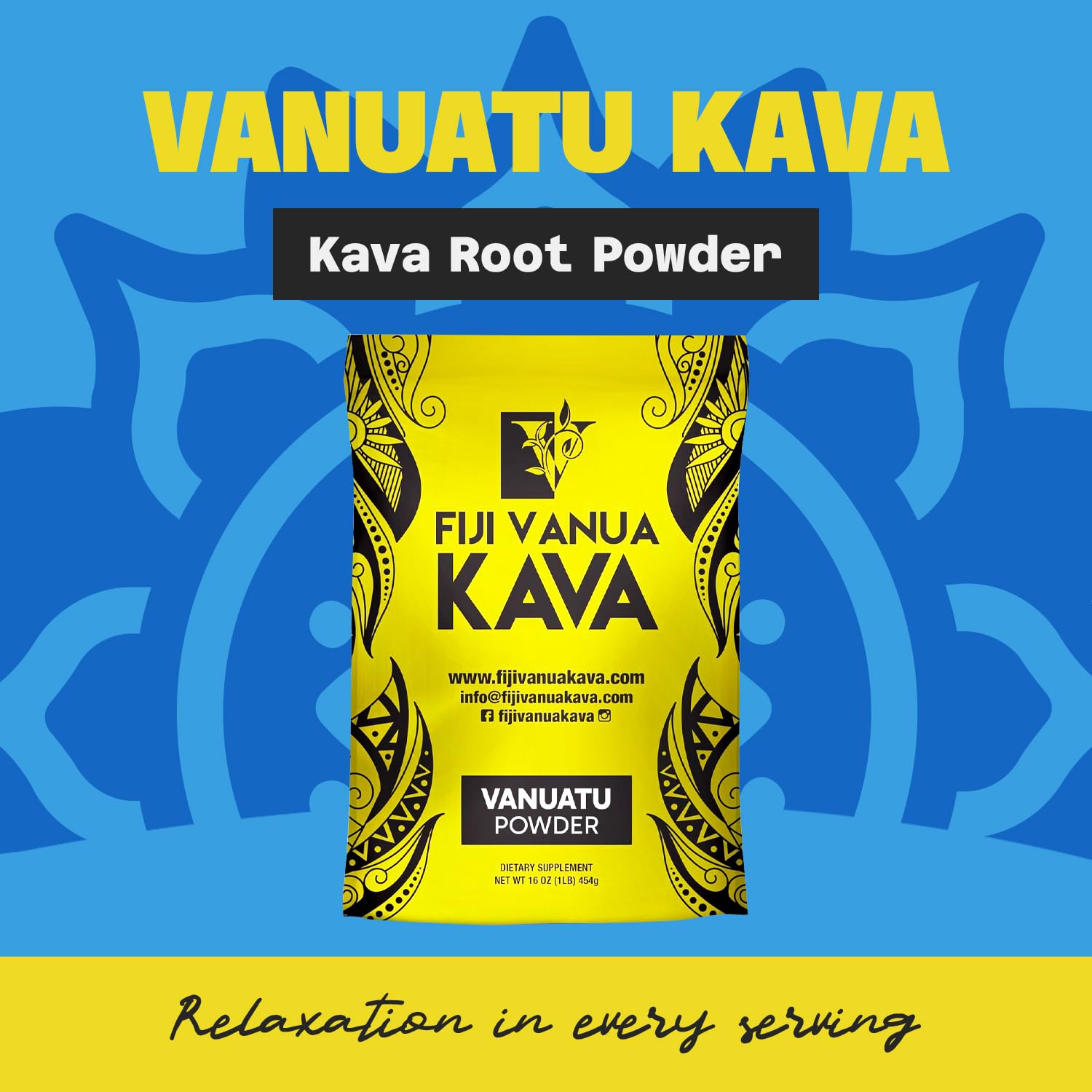 Fiji Vanua Kava Vanuatu Powder – Premium Noble Kava Root, Medium Grind, 16 oz