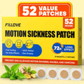FILLOVE 52ct Motion Sickness Patches – Non-Drowsy, 72H Lasting Relief