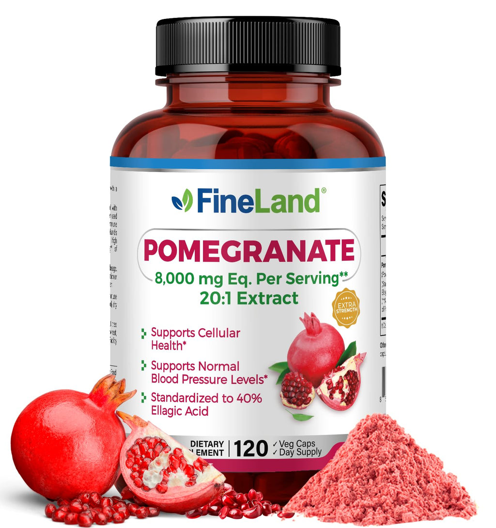 FineLand Pomegranate Extract 20:1 - 8,000 mg per Serving | 40% Ellagic Acid | 120 Veg Caps