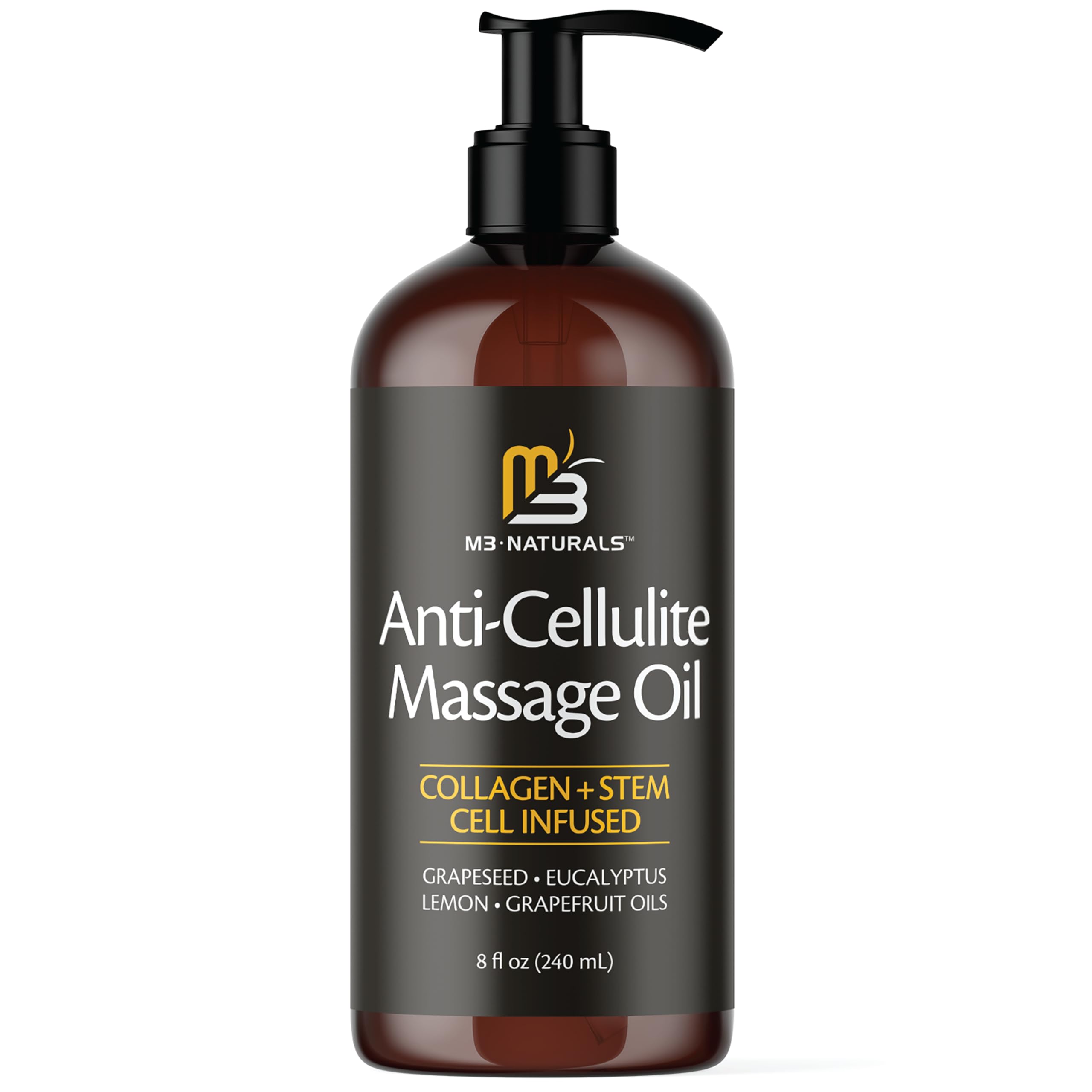 M3 Naturals Firming Body Massage Oil with Collagen & Stem Cells – 8 oz