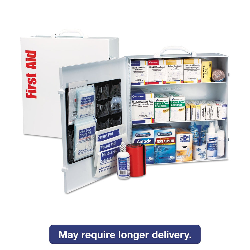 First Aid Only 90575 3-Shelf ANSI B+ OSHA Compliant First Aid Cabinet, 676-Piece Emergency Kit (100–150 People)