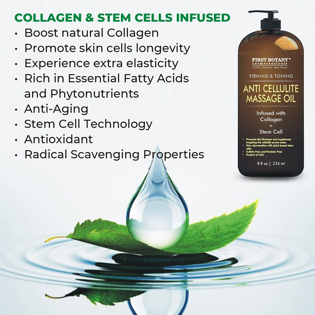 First Botany Anti-Cellulite Massage Oil with Collagen & Stem Cells – 8 oz