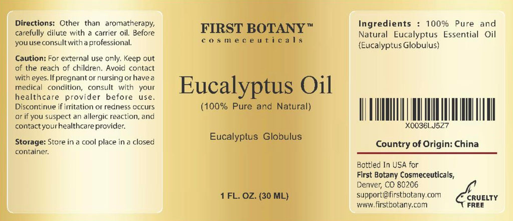 First Botany 100% Pure Eucalyptus Oil – Therapeutic Grade Essential Oil, 1 fl oz